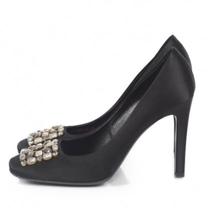 Louis Vuitton Satin Swarovski Crystal Heels 39.5 Black 2 of 10
