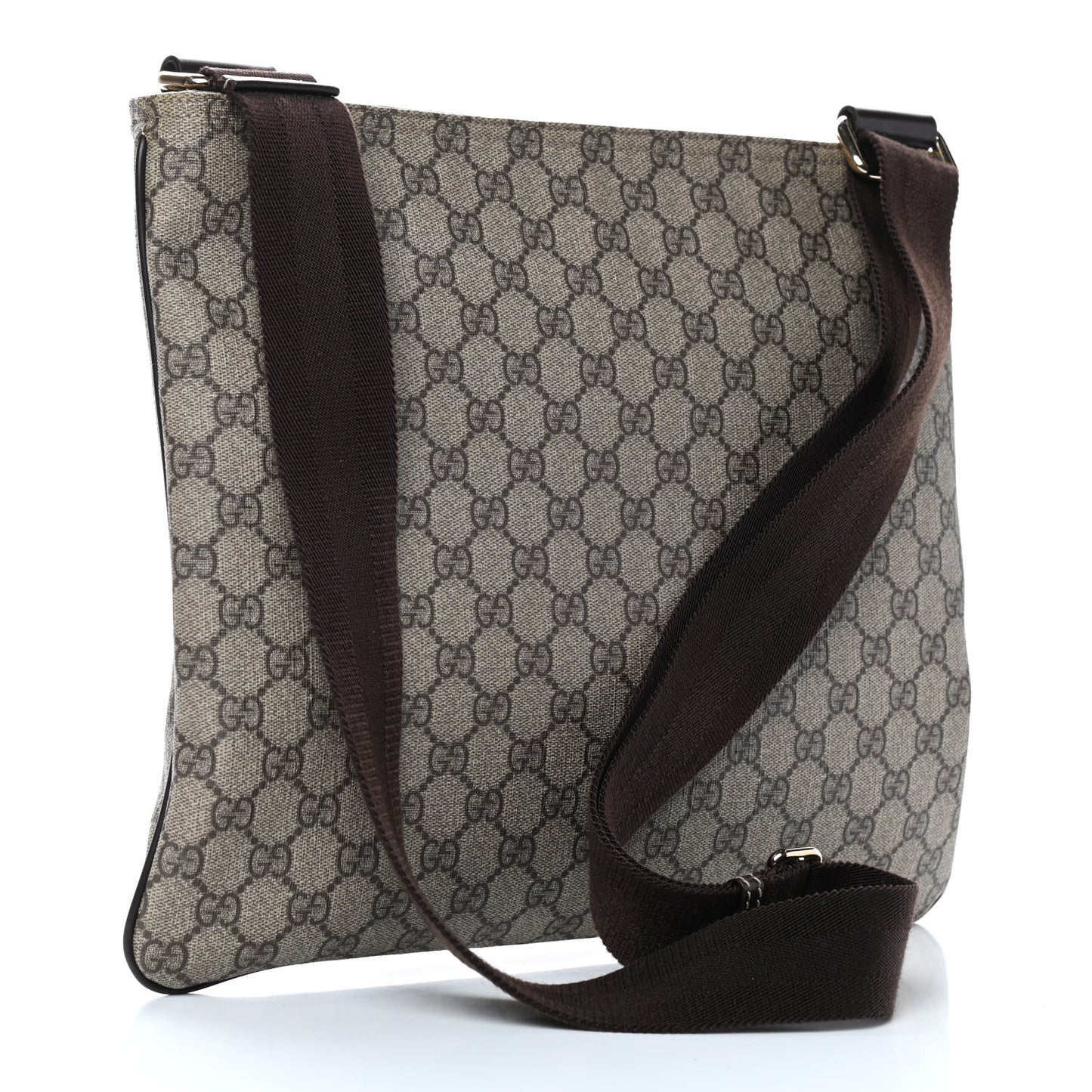 GG Supreme Monogram Medium Flat Messenger Bag Dark Brown