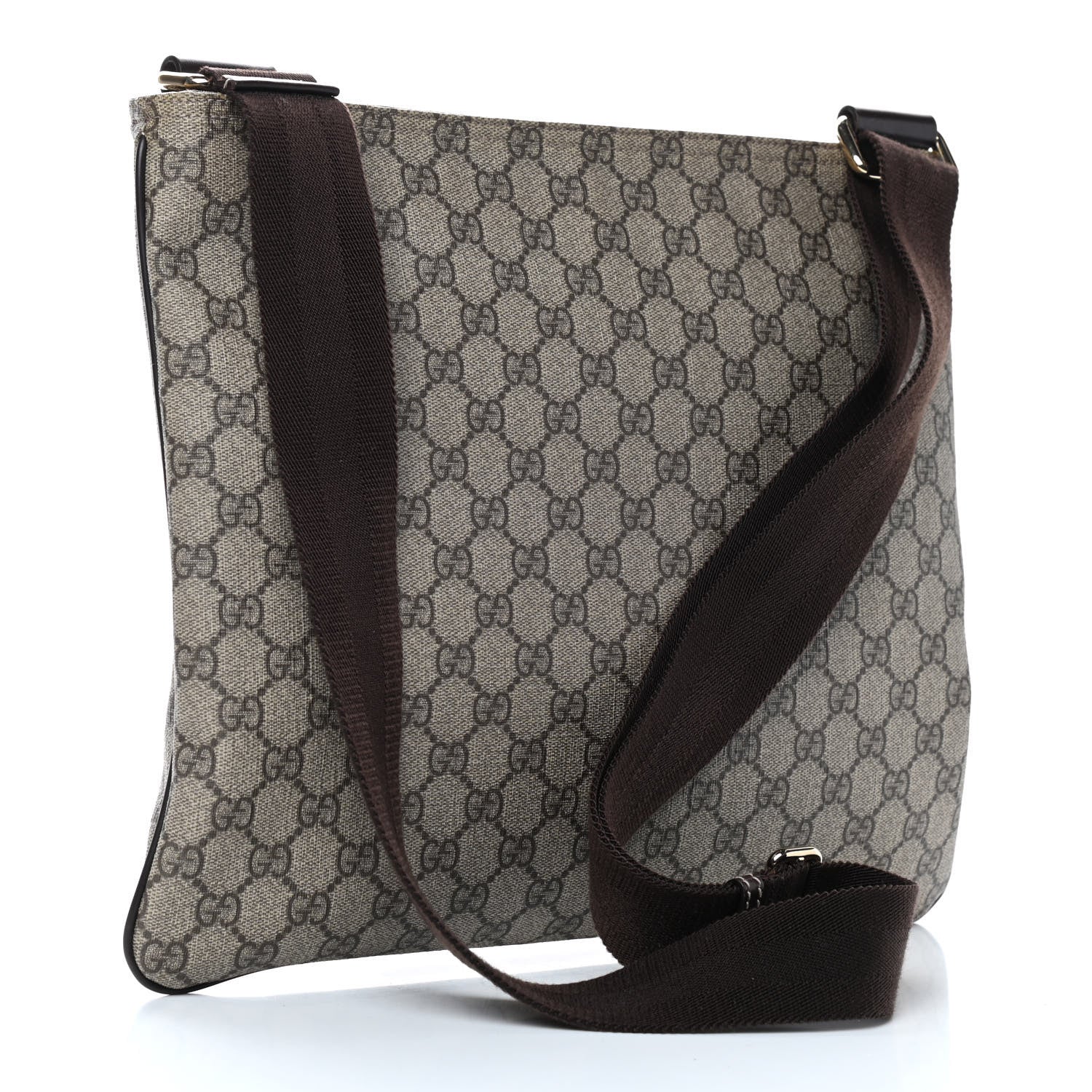 Gucci GG Supreme Monogram Medium Flat Messenger Bag Dark Brown 4 of 10