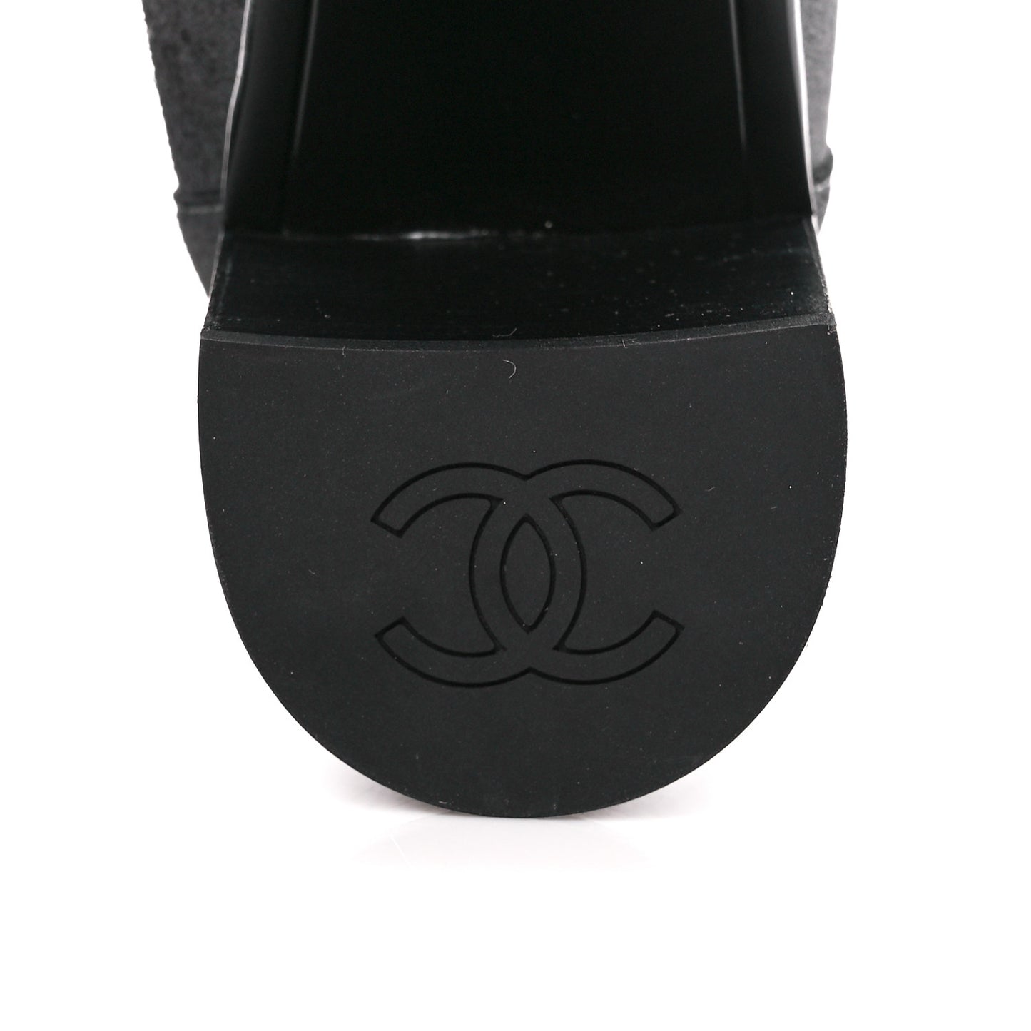 Suede Kidskin Patent Cap Toe Interlocking CC Ankle Boots 39 Dark Silver Black