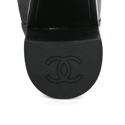 Chanel Suede Kidskin Patent Cap Toe Interlocking CC Ankle Boots 39 Dark Silver Black 6 of 10