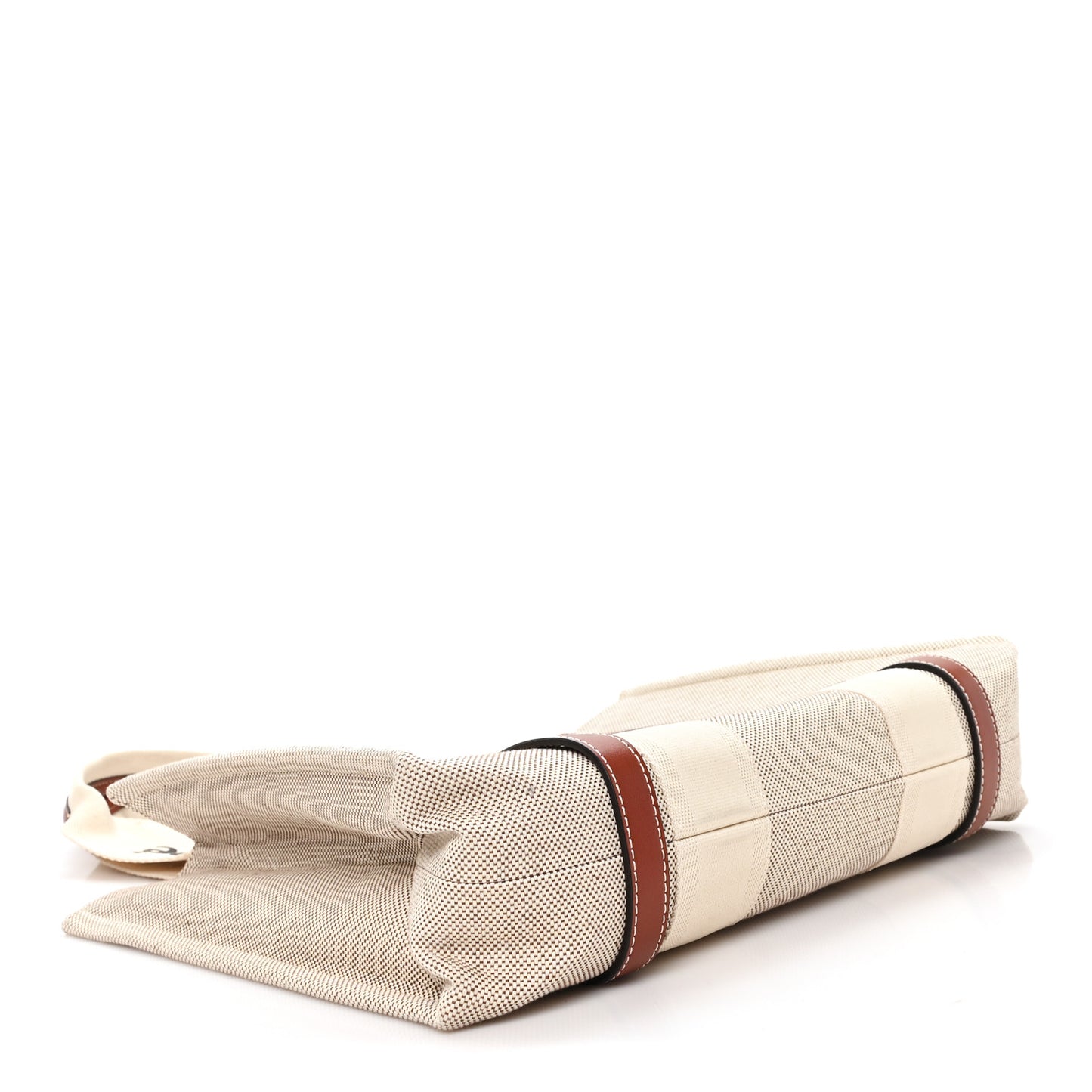 Cotton Calfskin Medium Woody Ribbon Tote White Brown