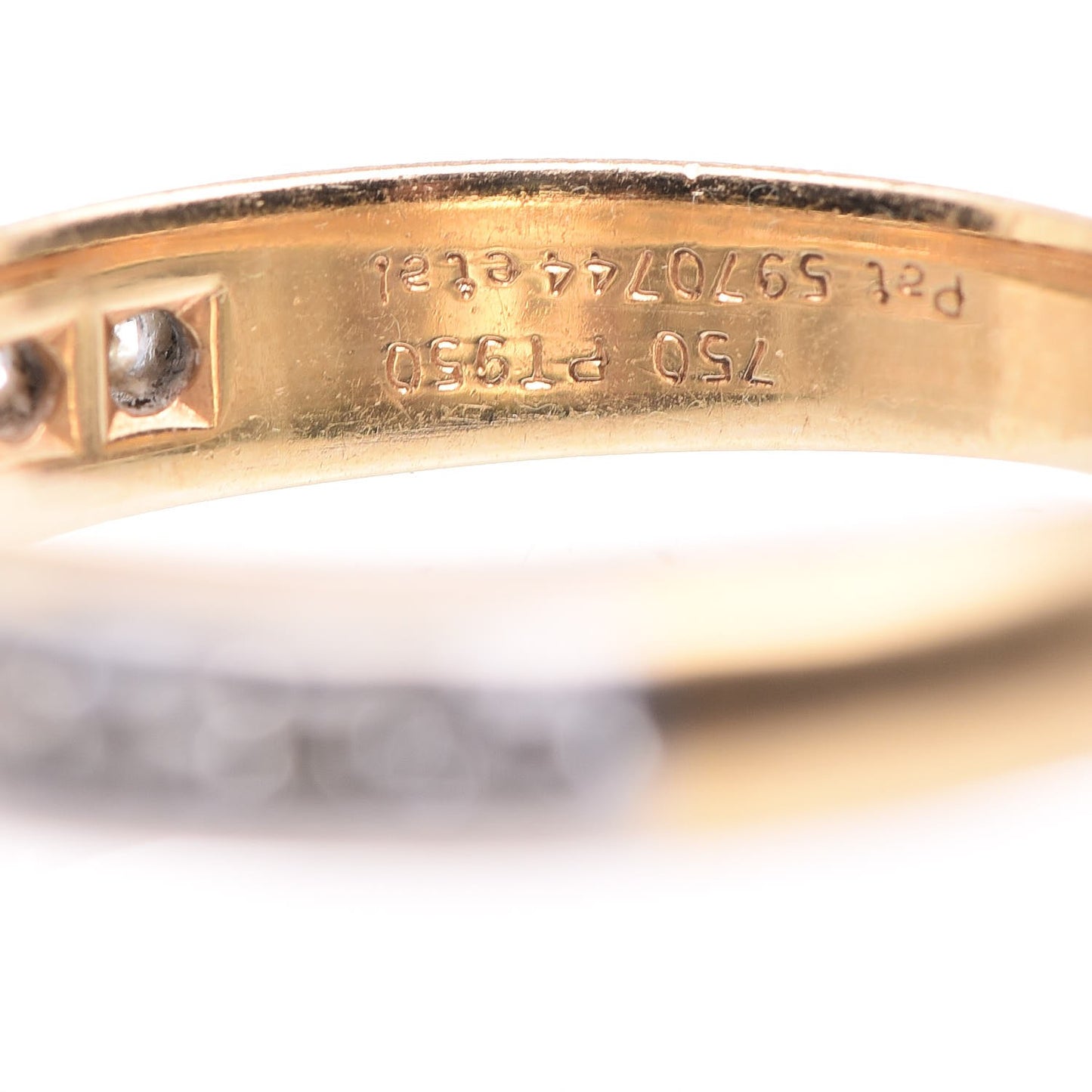 18K Yellow Gold Platinum Diamond Lucida Half Circle Band Ring 56 7.5