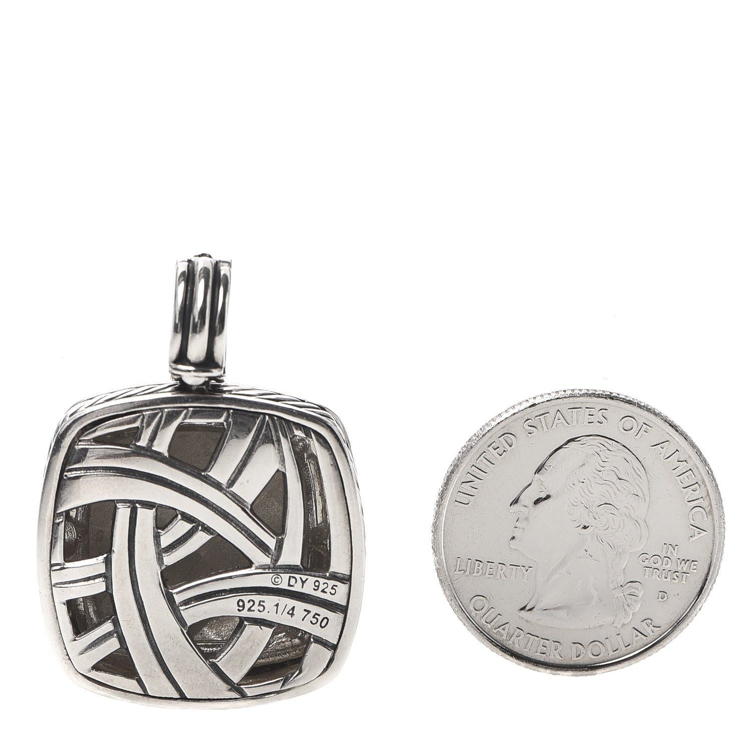 David Yurman Sterling Silver 18K Yellow Gold 20mm Albion Dome Enhancer Pendant 2 of 3