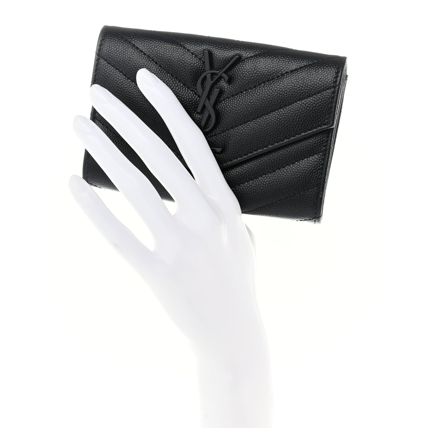 Grain De Poudre Matelasse Chevron Small Monochrome Monogram Envelope Wallet Black