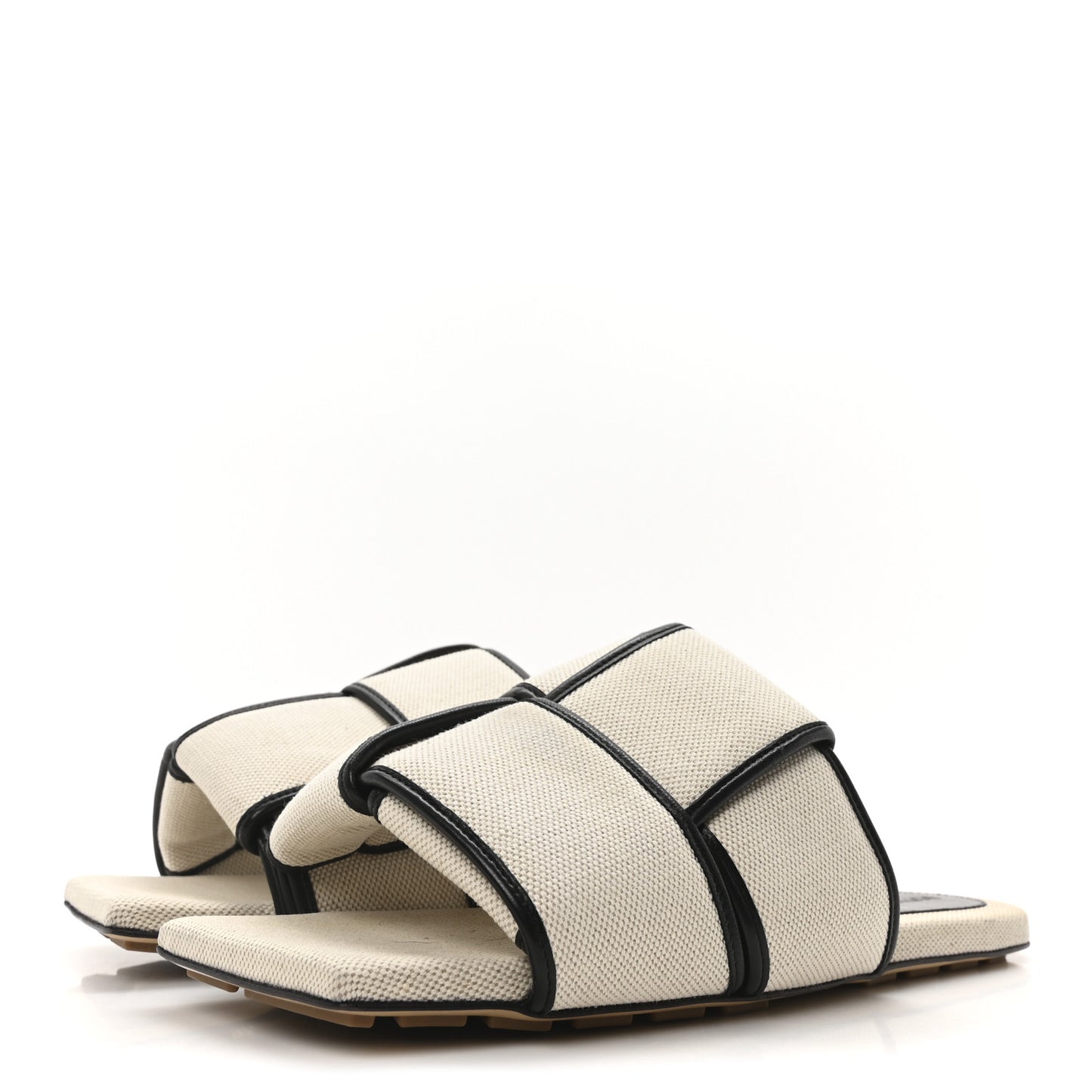 Cassette Canvas Patch Flat Sandals 40.5 Natural Black