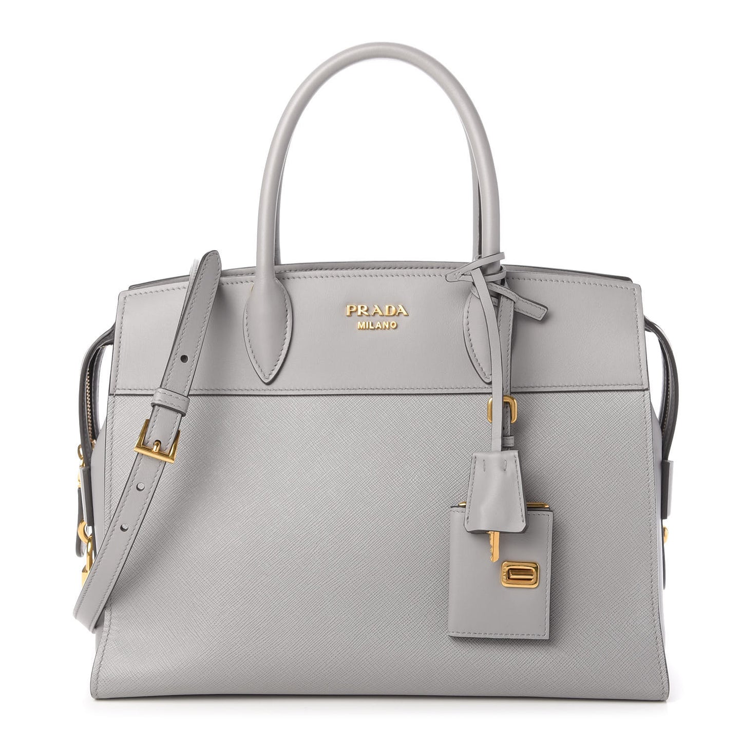 Saffiano City Calfskin Medium Esplanade Tote Mercurio