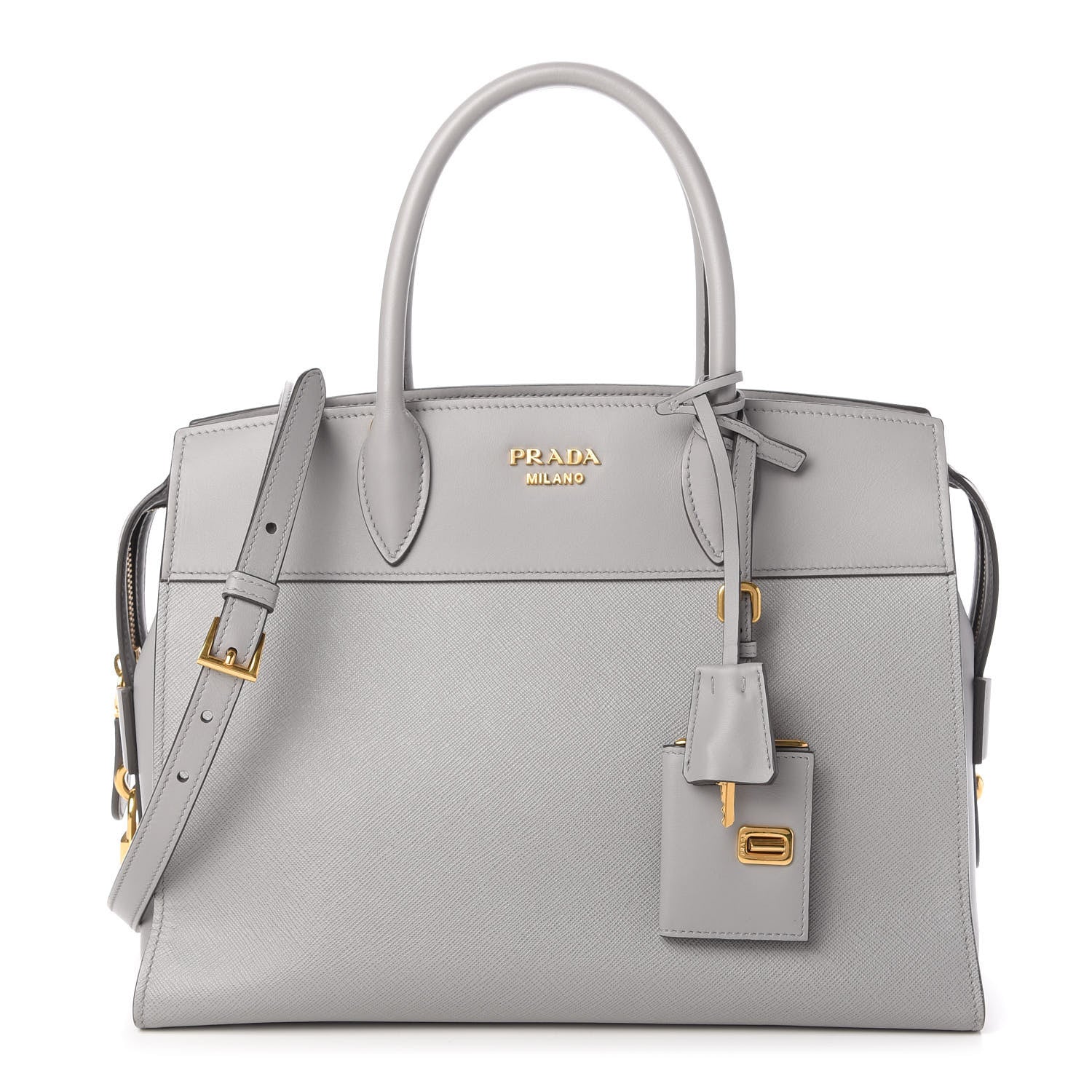 Prada Saffiano City Calfskin Medium Esplanade Tote Mercurio 1 of 10