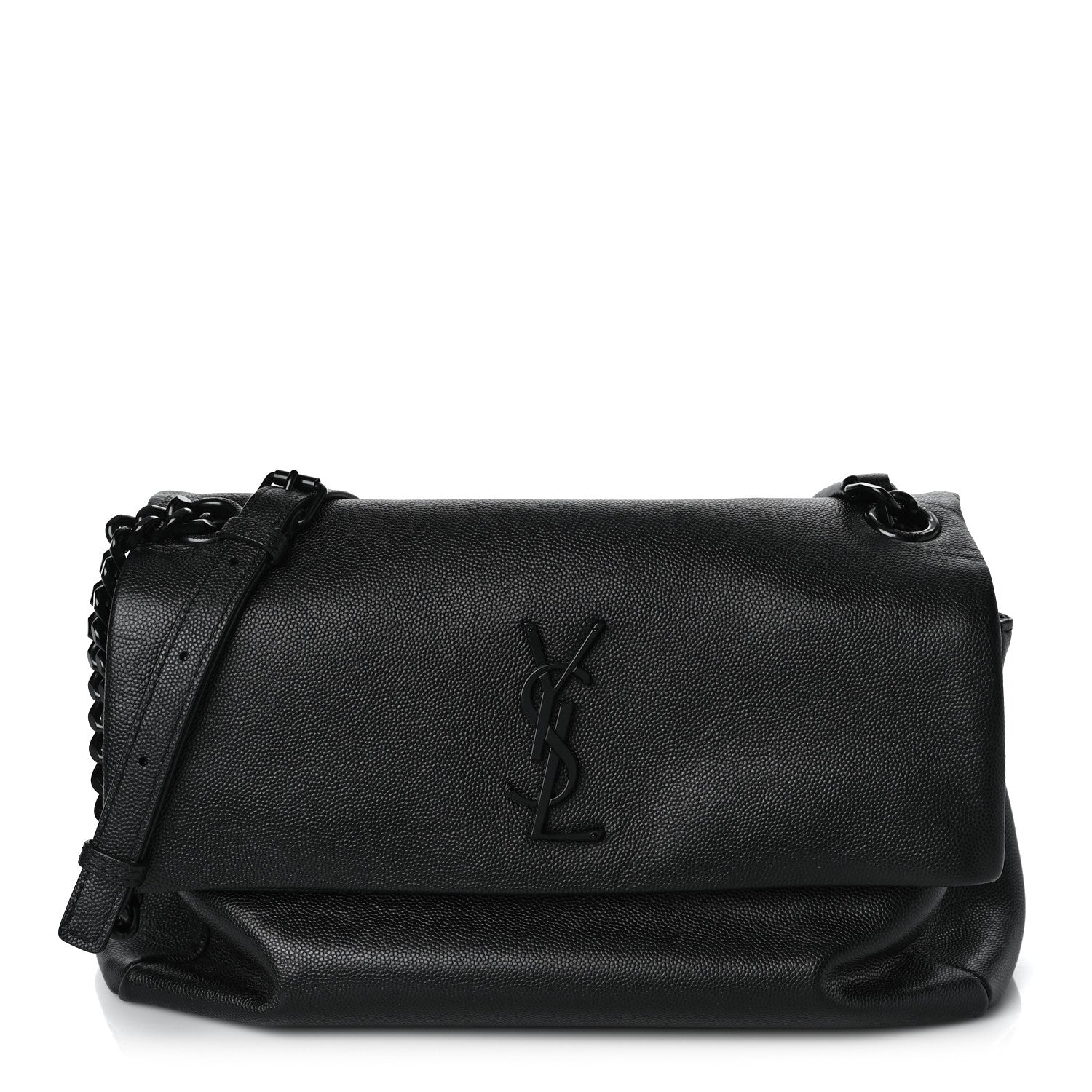 Saint Laurent Grain De Poudre Medium West Hollywood Monogram Fold-Over Black 1 of 8