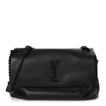 Saint Laurent Grain De Poudre Medium West Hollywood Monogram Fold-Over Black 1 of 8