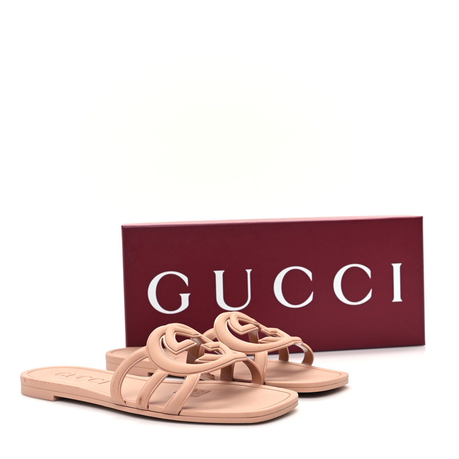 Gucci Rubber Interlocking G Womens Slide Sandals 39 Light Beige 10 of 10