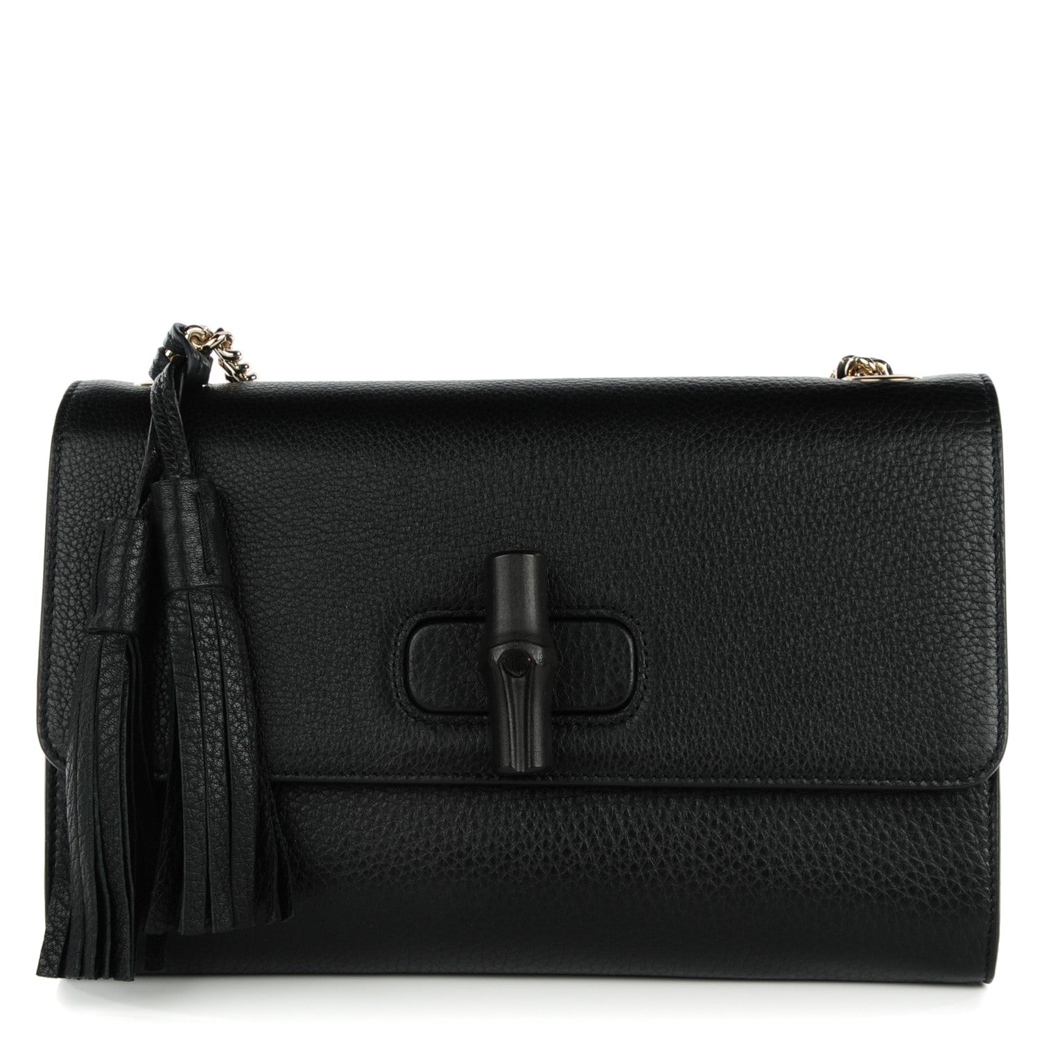 Gucci Pebbled Calfskin Medium Miss Bamboo Shoulder Bag Black 1 of 7