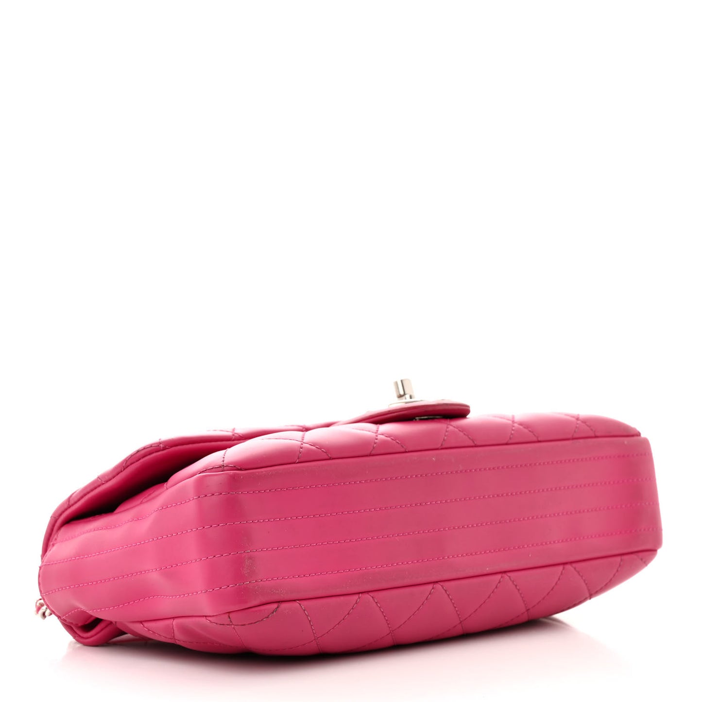 Rubber Quilted Lambskin Medium Coco Rain Flap Pink