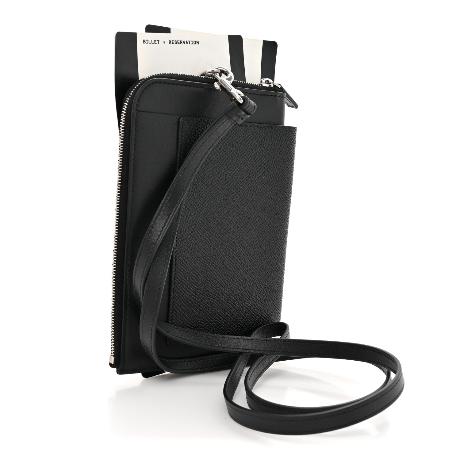 Balenciaga Textured Calfskin Passport Phone Holder Black 3 of 11