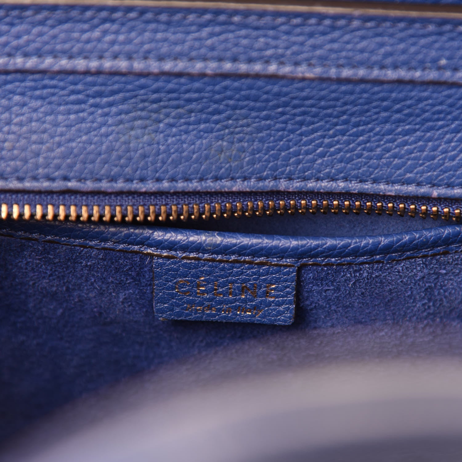 Celine Drummed Calfskin Nano Luggage Indigo 14 of 15