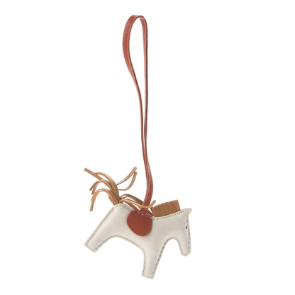 Hermes Milo Lambskin Grigri Rodeo Horse Bag Charm PM Craie Sesame Cornaline 1 of 2