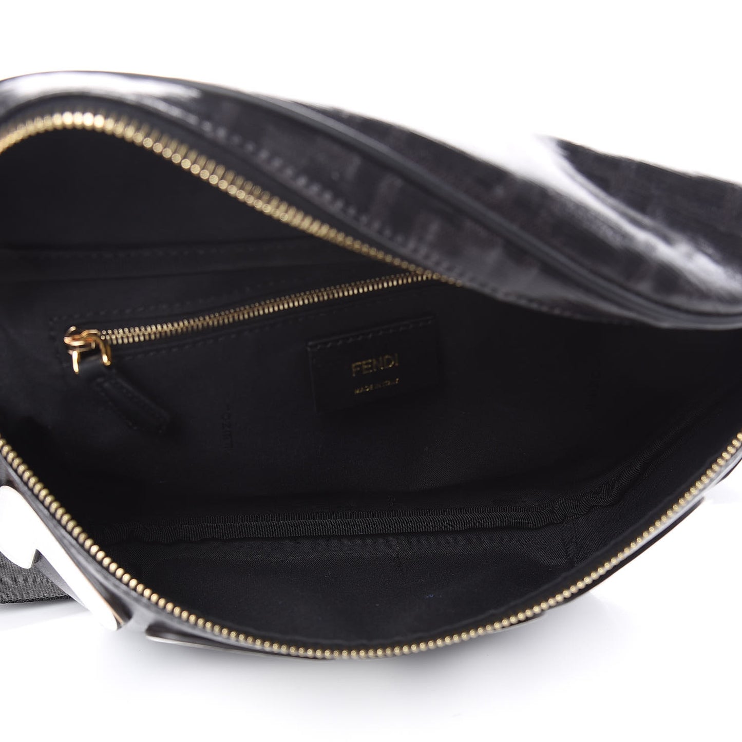 X FILA Glazed Fabric Vitello Century FF 1974 Mania Belt Bag Black White