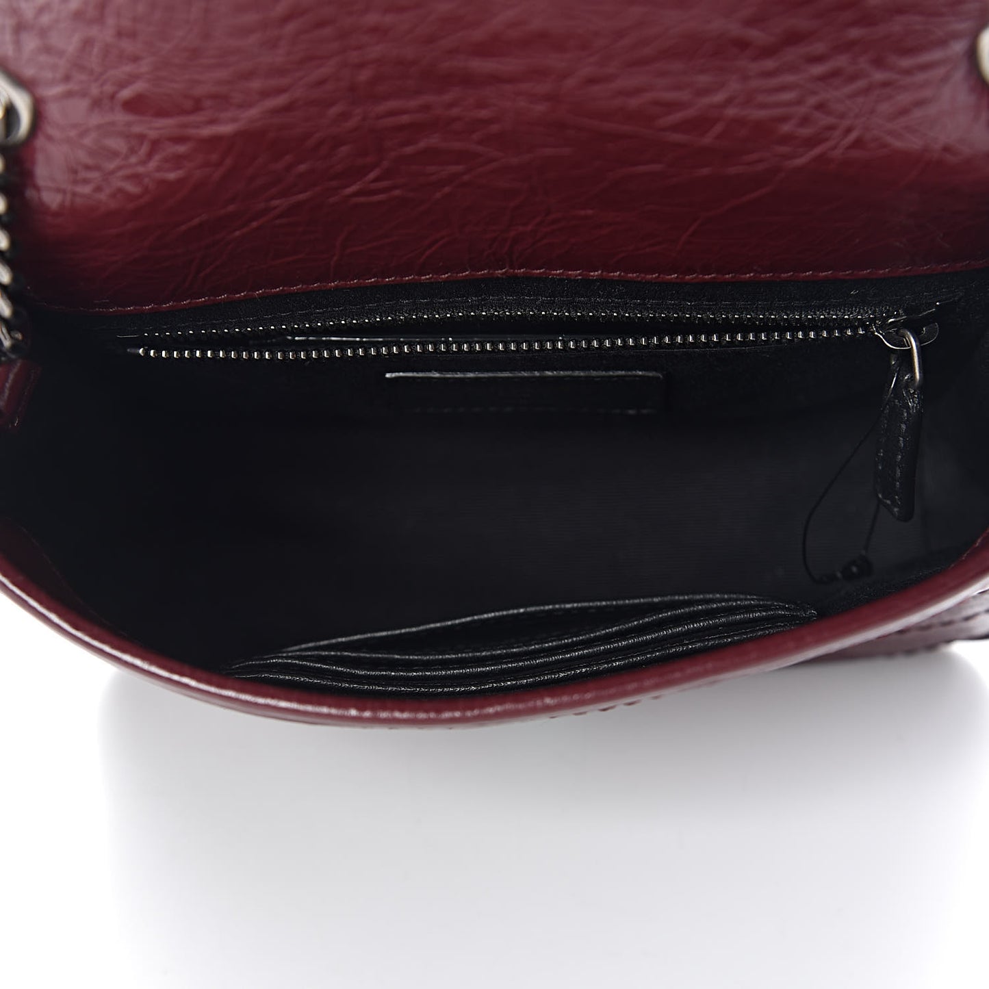 Crinkled Calfskin Matelasse Monogram Niki Chain Wallet Dark Legion Red