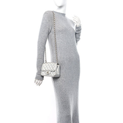 Chanel Metallic Lambskin Quilted Mini Square Flap Silver 2 of 11