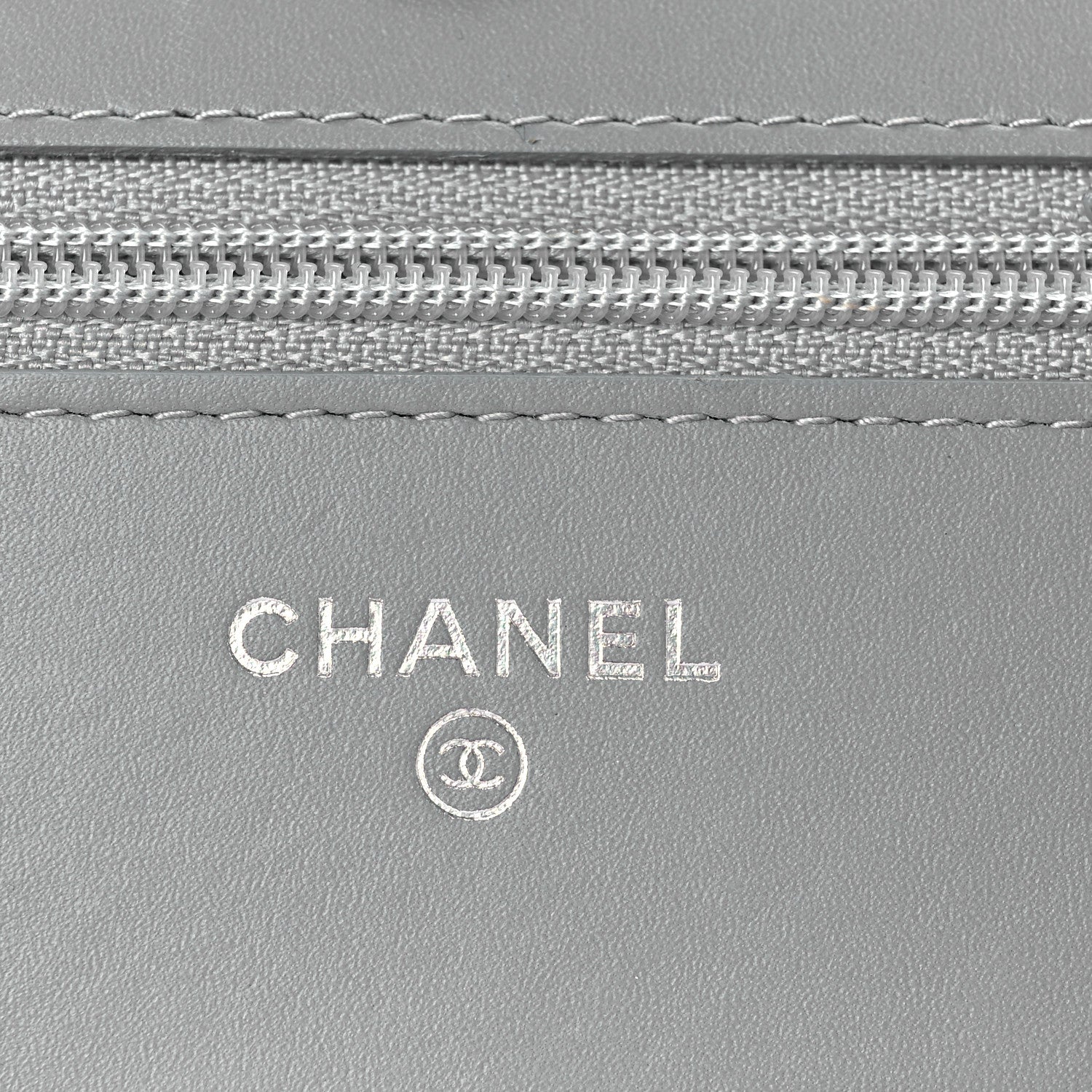 Chanel Calfskin Chain 20s Signe Wallet on Chain WOC Grey 5 of 10