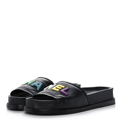 Chanel Lambskin Cha-Nel Mule Sandals 39 Black Multicolor 3 of 12