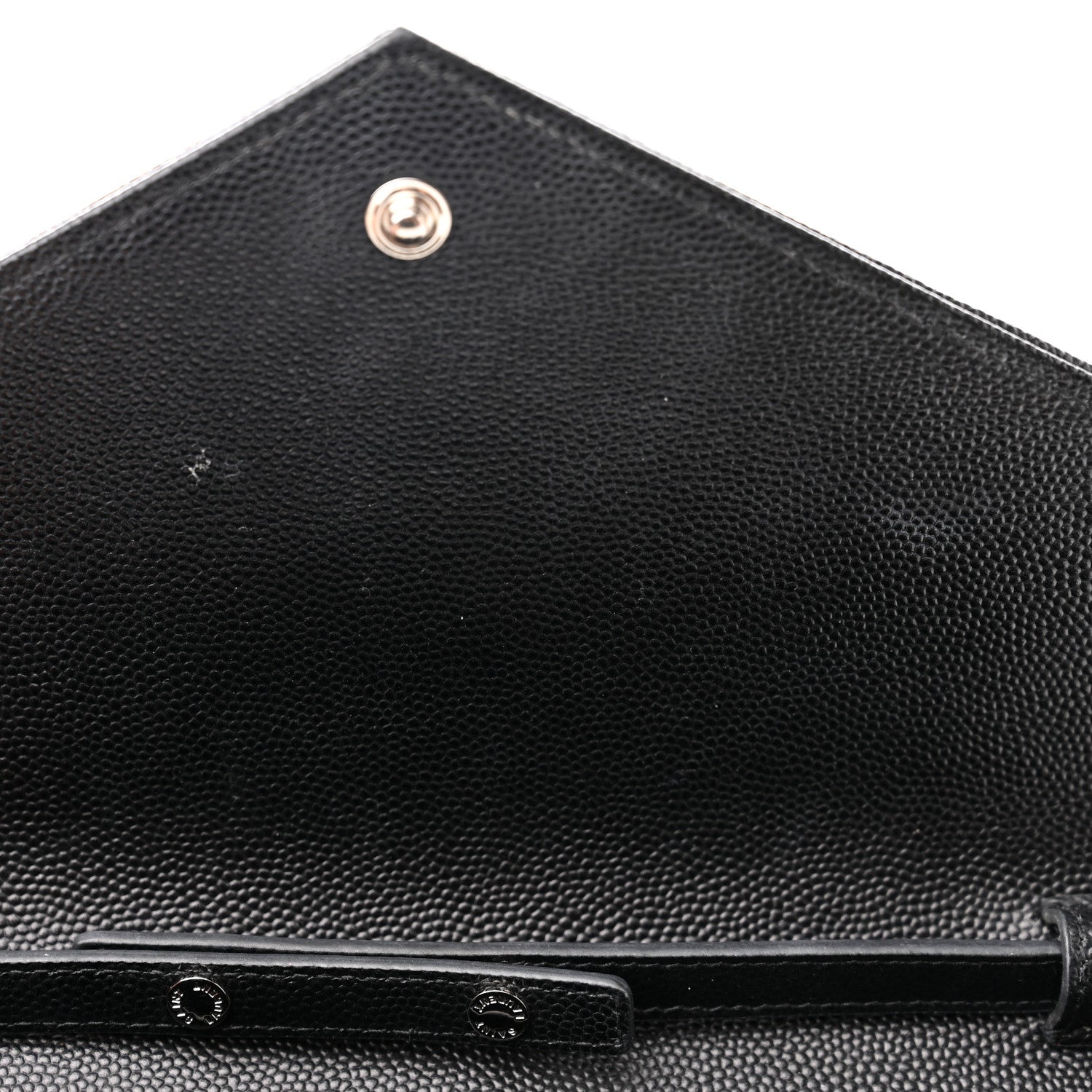 Saint Laurent Grain De Poudre Matelasse Chevron Monogram Chain Wallet Black 10 of 13