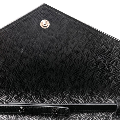 Saint Laurent Grain De Poudre Matelasse Chevron Monogram Chain Wallet Black 10 of 13