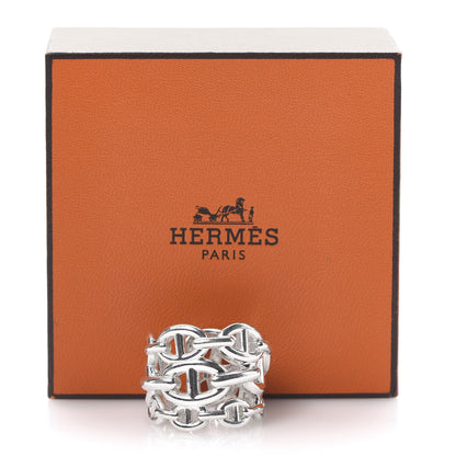 Hermes Sterling Silver GM Chaine d'Ancre Enchainee Band Ring 54 6.75 5 of 5
