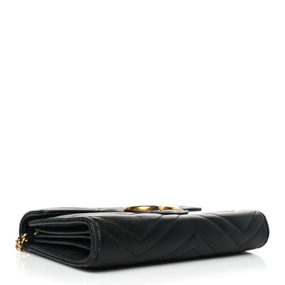 Gucci Calfskin Matelasse GG Marmont Chain Wallet Black 4 of 9