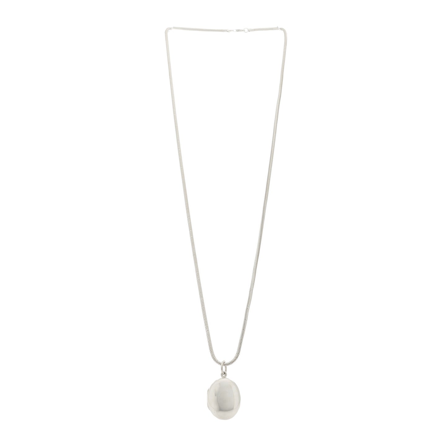 Sterling Silver Oval Locket Pendant Necklace