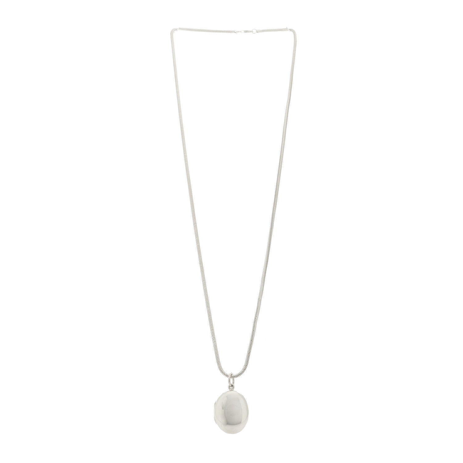 Tiffany Sterling Silver Oval Locket Pendant Necklace 3 of 6