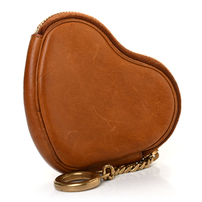 Saint Laurent Calfskin Monogram Heart Key Pouch Brown 3 of 9