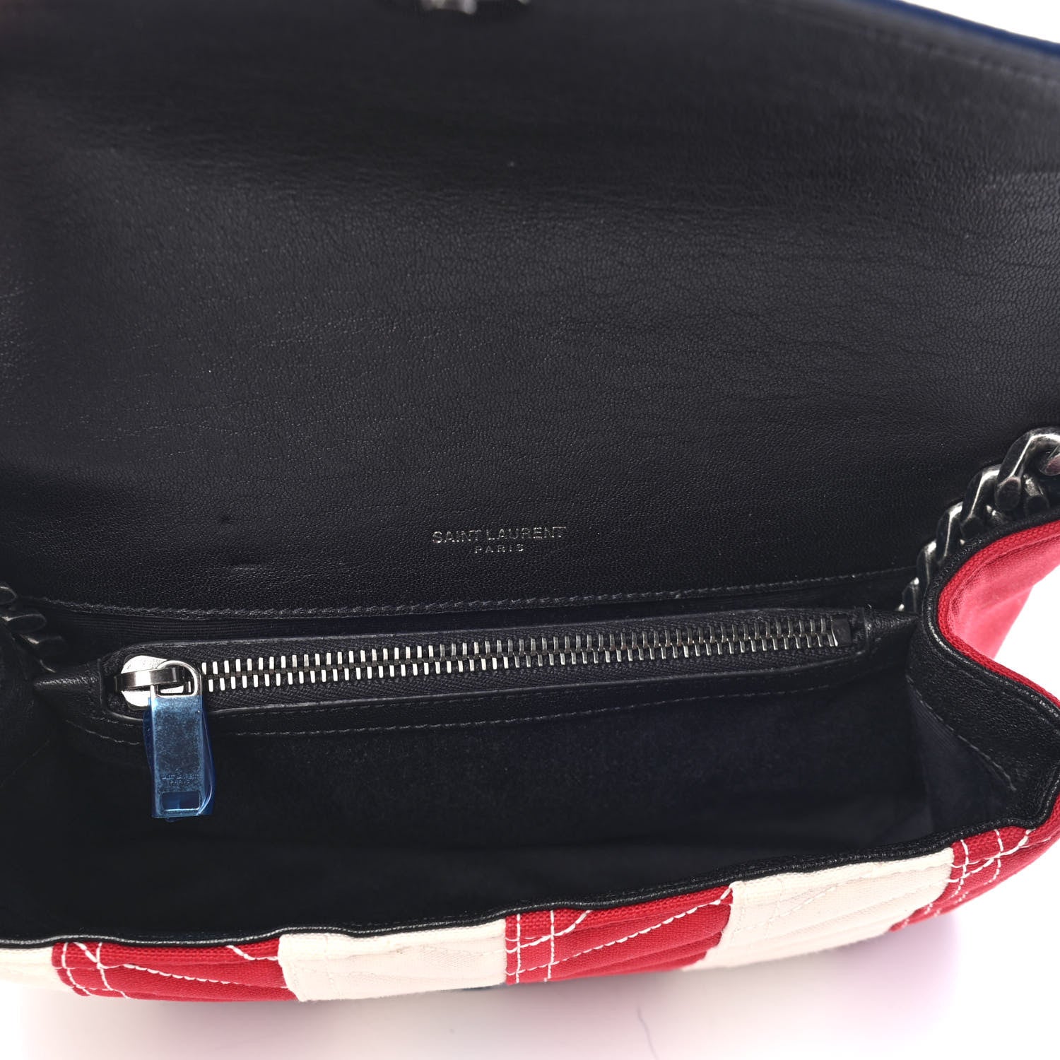 Saint Laurent Canvas Matelasse Chevron American Flag Monogram Medium College Bag Red Blue 4 of 4
