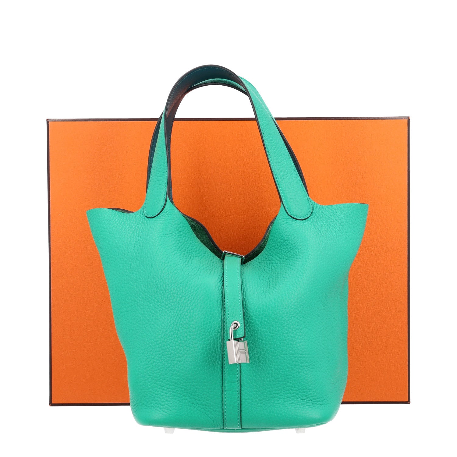 Hermes Taurillon Clemence Swift Eclat Picotin Lock 22 MM Menthe Vert Bosphore 10 of 10