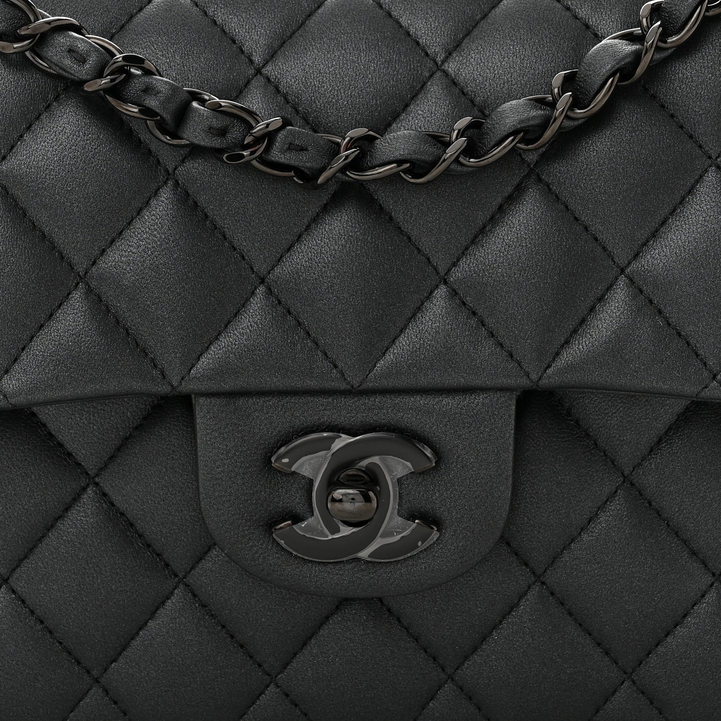 Lambskin Quilted Small Double Flap So Black