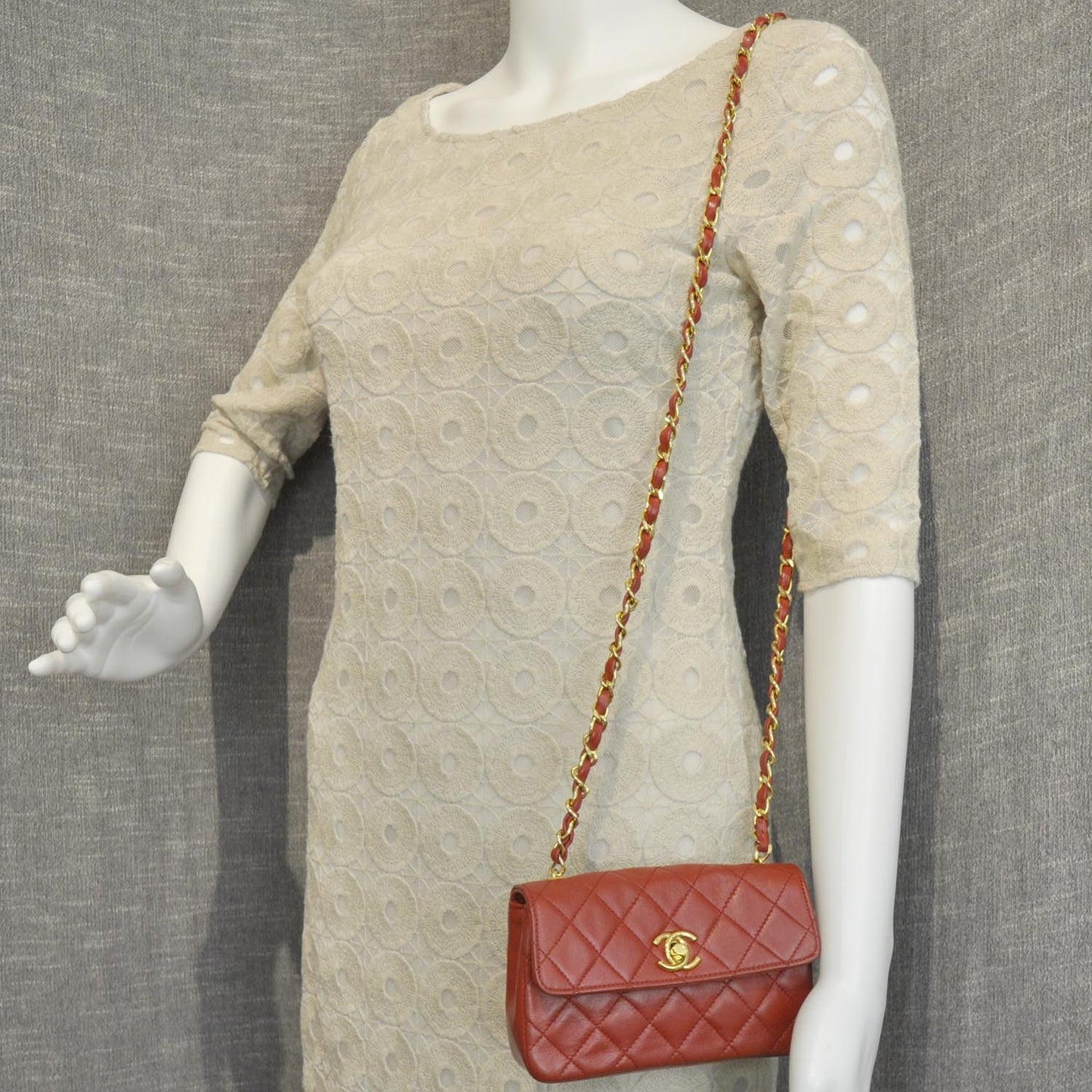 Lambskin Quilted Mini Flap Red GHW