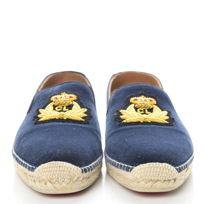 Christian Louboutin Velours Mens Nanou Orlato Flat Espadrilles 44 Navy Gold 2 of 8