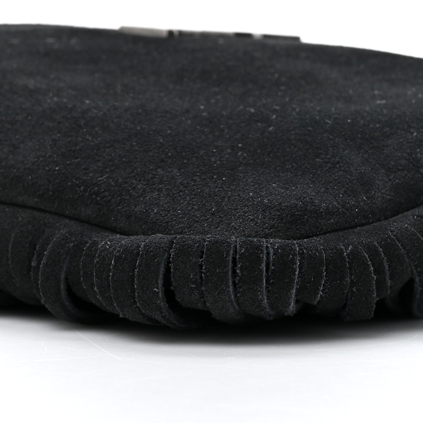 Suede Calfskin Small Fringe Crossbody Bag Black