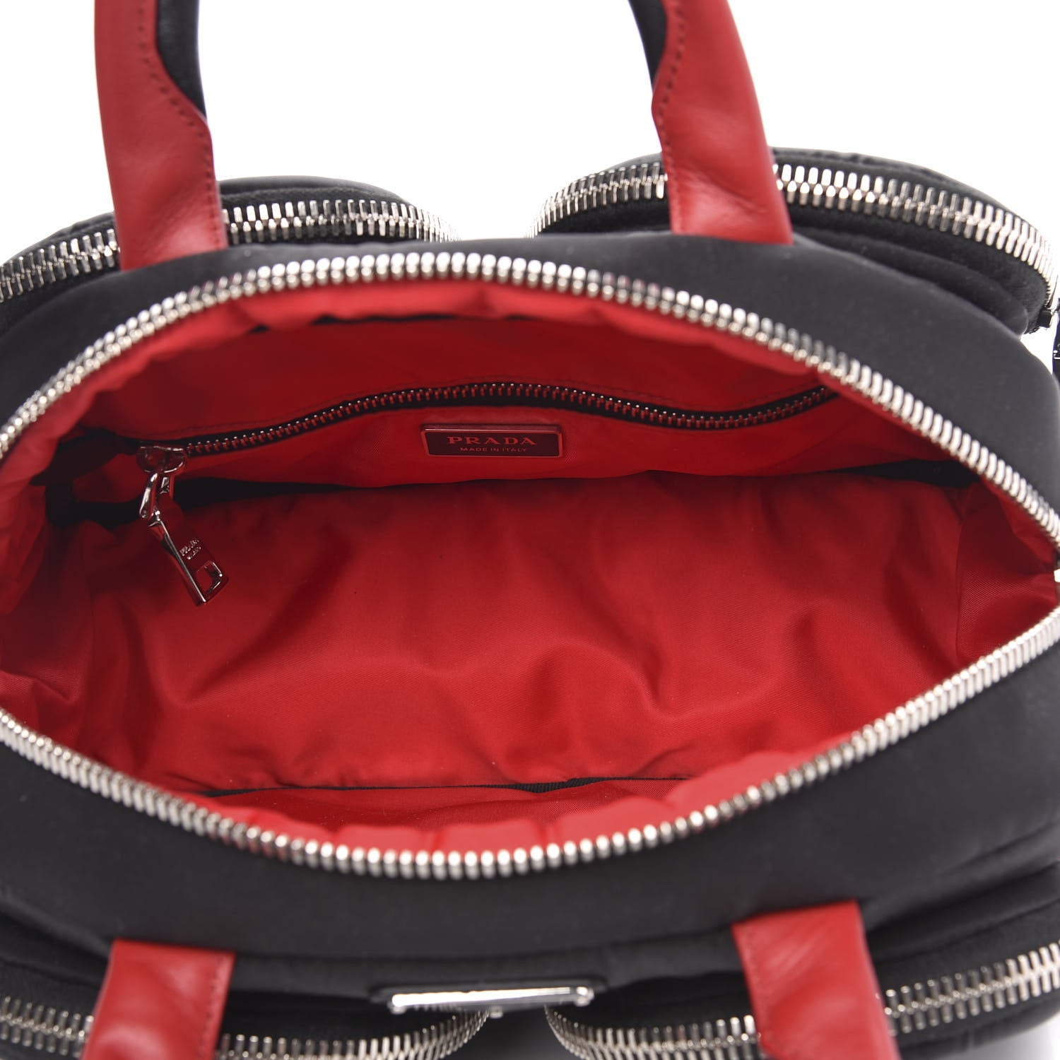 Prada Tessuto Nylon Pocket Top Handle Cargo Shoulder Bag Black Fuoco 5 of 9