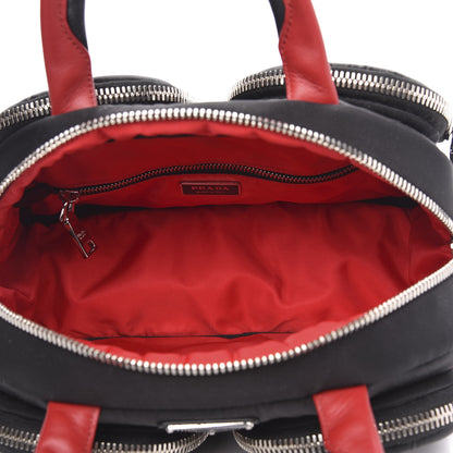 Prada Tessuto Nylon Pocket Top Handle Cargo Shoulder Bag Black Fuoco 5 of 9