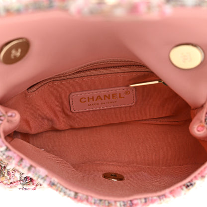 Chanel Tweed Mini Pearl Handle Flap Pink Beige Orange Ecru 5 of 10