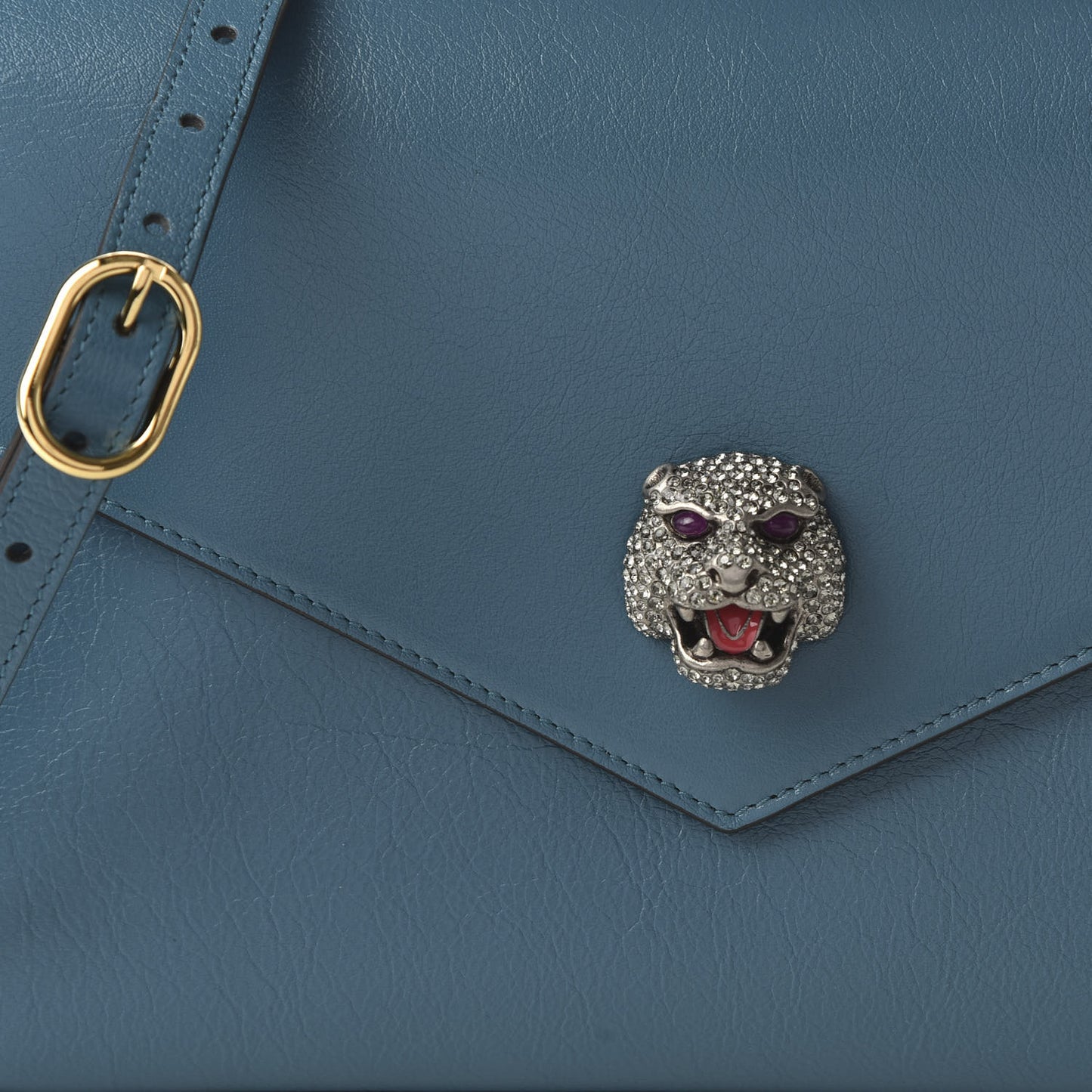 Calfskin Animalier Medium Shoulder Bag Blue