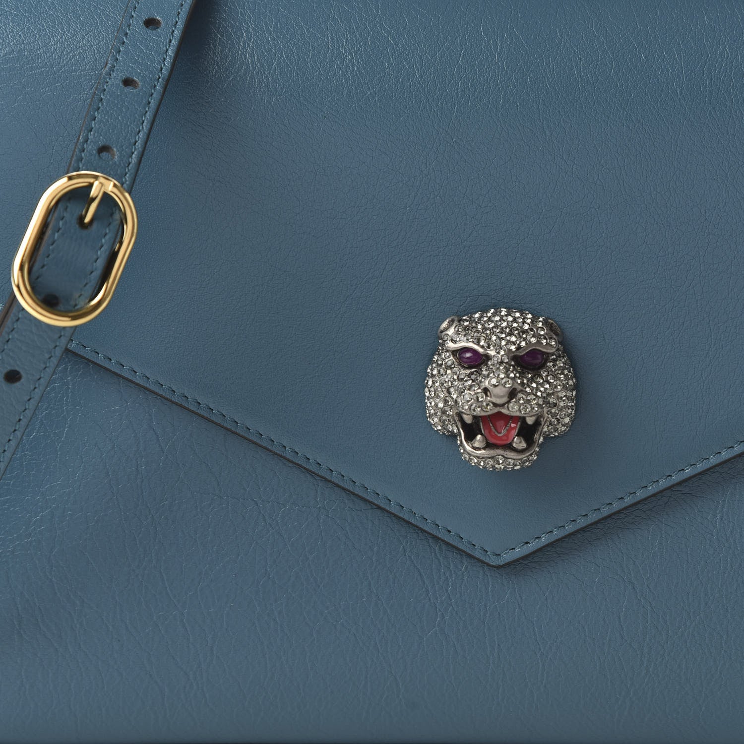 Gucci Calfskin Animalier Medium Shoulder Bag Blue 18 of 19