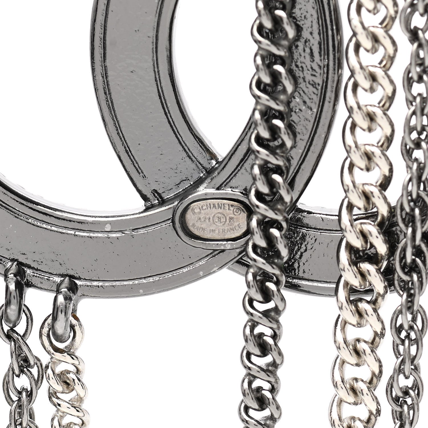 Chanel Ruthenium Crystal Multi Strand Chain CC Brooch Silver 4 of 4