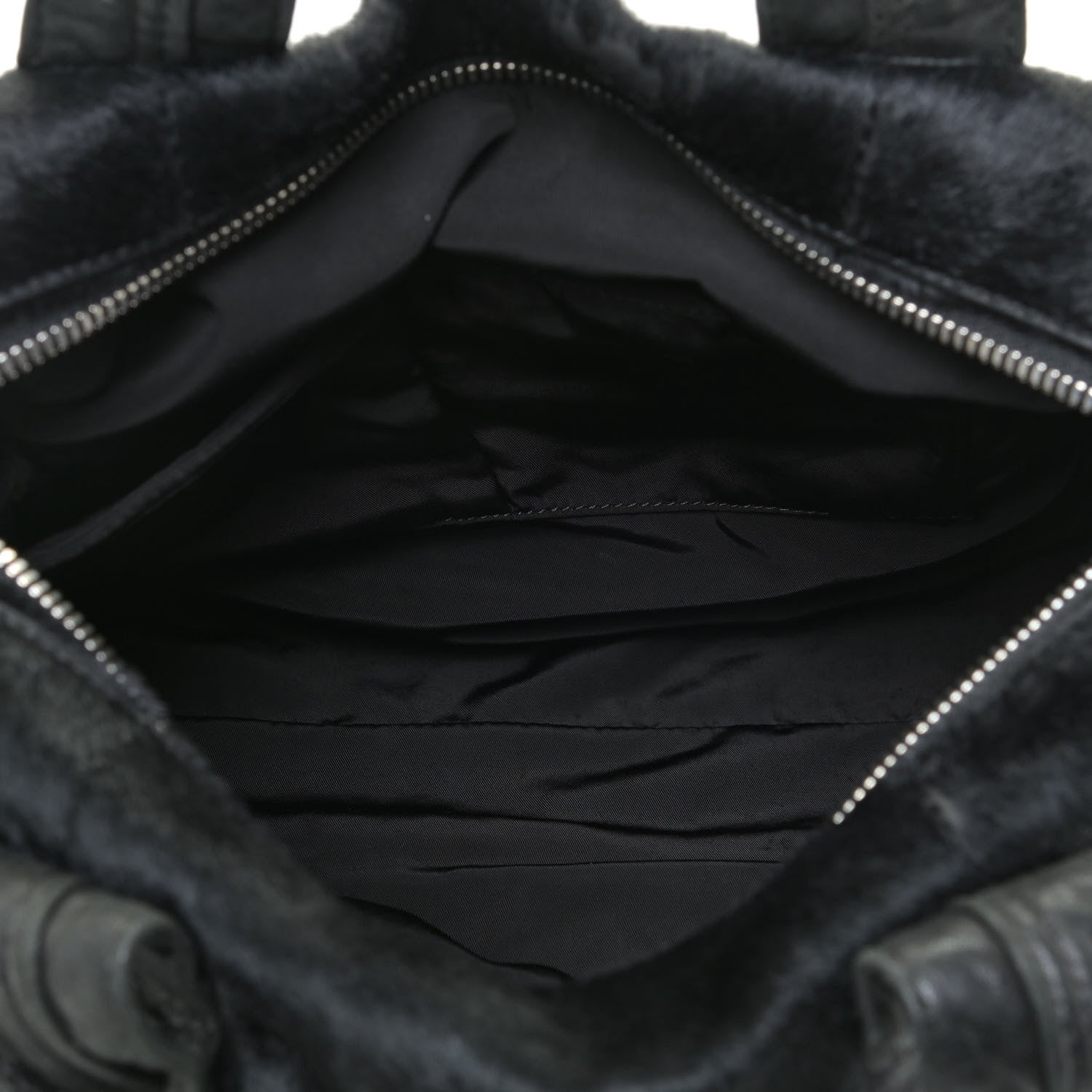 Alexander Wang Pebbled Lambskin Pony Hair Rocco Duffle Black Silver Hardware 8 of 12