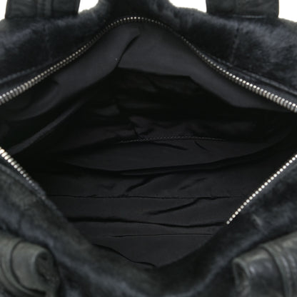 Alexander Wang Pebbled Lambskin Pony Hair Rocco Duffle Black Silver Hardware 8 of 12