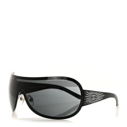 Chanel Shield Crystal CC Logo Sunglasses 4148 B Black 1 of 7