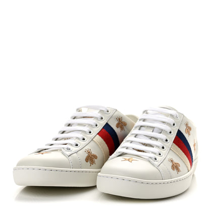 Gucci Calfskin Bee Star Embroidered Sylvie Web Ace Sneakers 35 White 4 of 9
