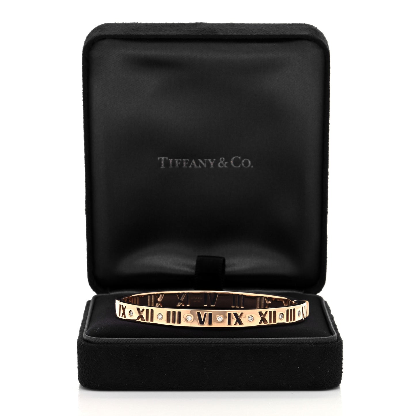 18K Rose Gold Diamond Atlas Pierced Hinged Bangle Bracelet
