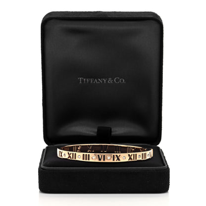 Tiffany 18K Rose Gold Diamond Atlas Pierced Hinged Bangle Bracelet 4 of 4
